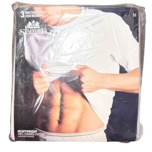 Vintage Stafford Heavyweight Crew Neck T-Shirts 100% Cotton Size M Deadstock NOS